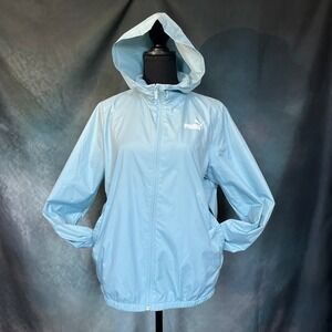 Puma Women's Lightweight Hooded Windbreaker Jacket Turquoise Surf Size Medium